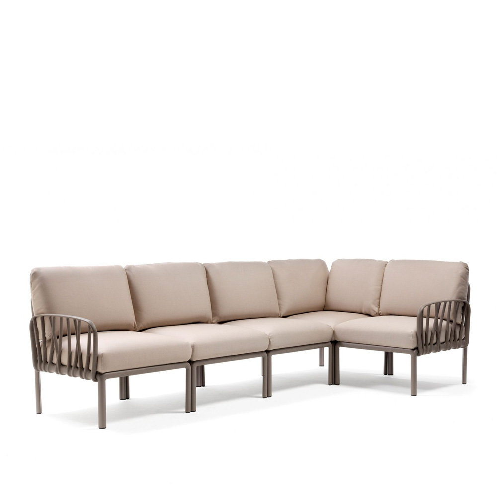 Nardi_Komodo5_Tortora_Canvas_Sunbrella_kulmasohva_ulkosohva_palasohva_moduulisohva_01 - Edella Nardi Komodo 5 terassikulmasohva