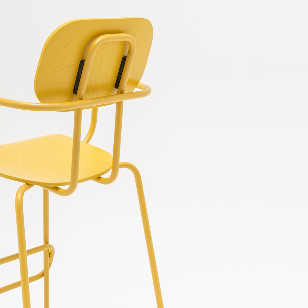 MDD_New_School_High_Stool_koulutuoli_korkea_tuoli_käsinojat_putkijaloilla_06 - Edella MDD New School High Stool baarituoli käsinojallinen