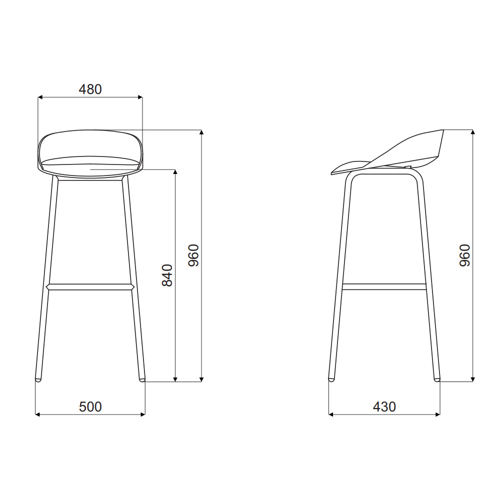 MDD_Team_Stool_High_mitat_02 - Edella MDD Team High Stool baarituoli