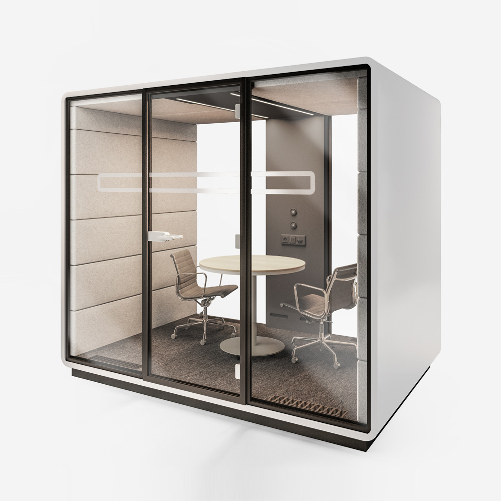 Mikomax_Hushoffice_Hushmeet_L2_vetäytymistila_hiljainen_tila_huone_kokoustila_neuvottelutila_02 - Edella Hushoffice HushMeet.L2 1-4-hengen vetäytymistila