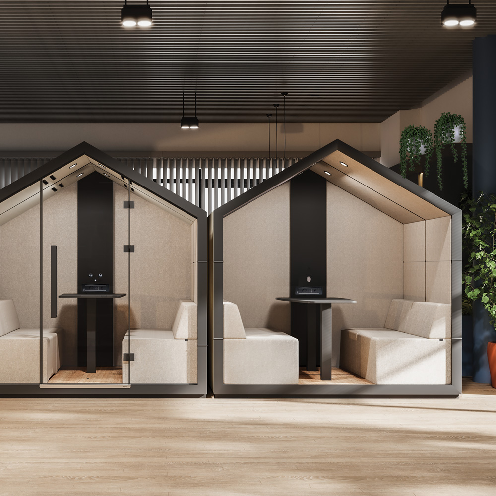 Bejot_Treehouse_TH4_4-hengen_vetäytymistila_hiljainen_tila_sohvilla_akustoiva_kaluste_08 - Edella Bejot Treehouse TH4 4-hengen akustoiva sohvaryhmä