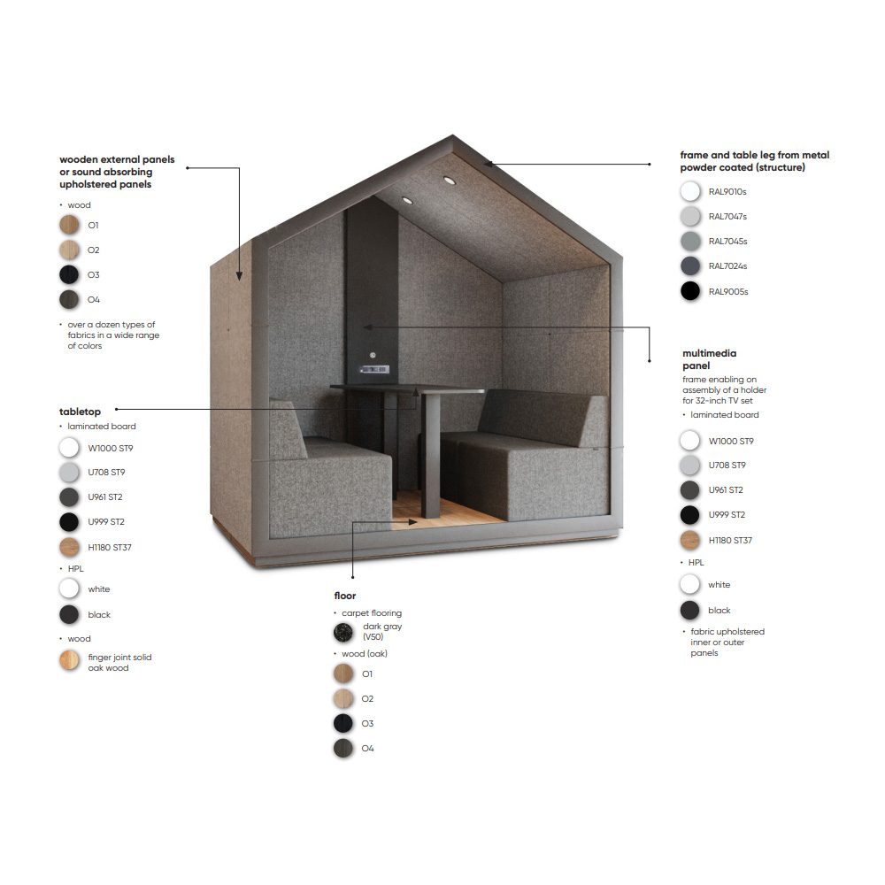 Bejot_Treehouse_TH4_4-hengen_vetäytymistila_hiljainen_tila_sohvilla_akustoiva_kaluste_12 - Edella Bejot Treehouse TH4 4-hengen akustoiva sohvaryhmä