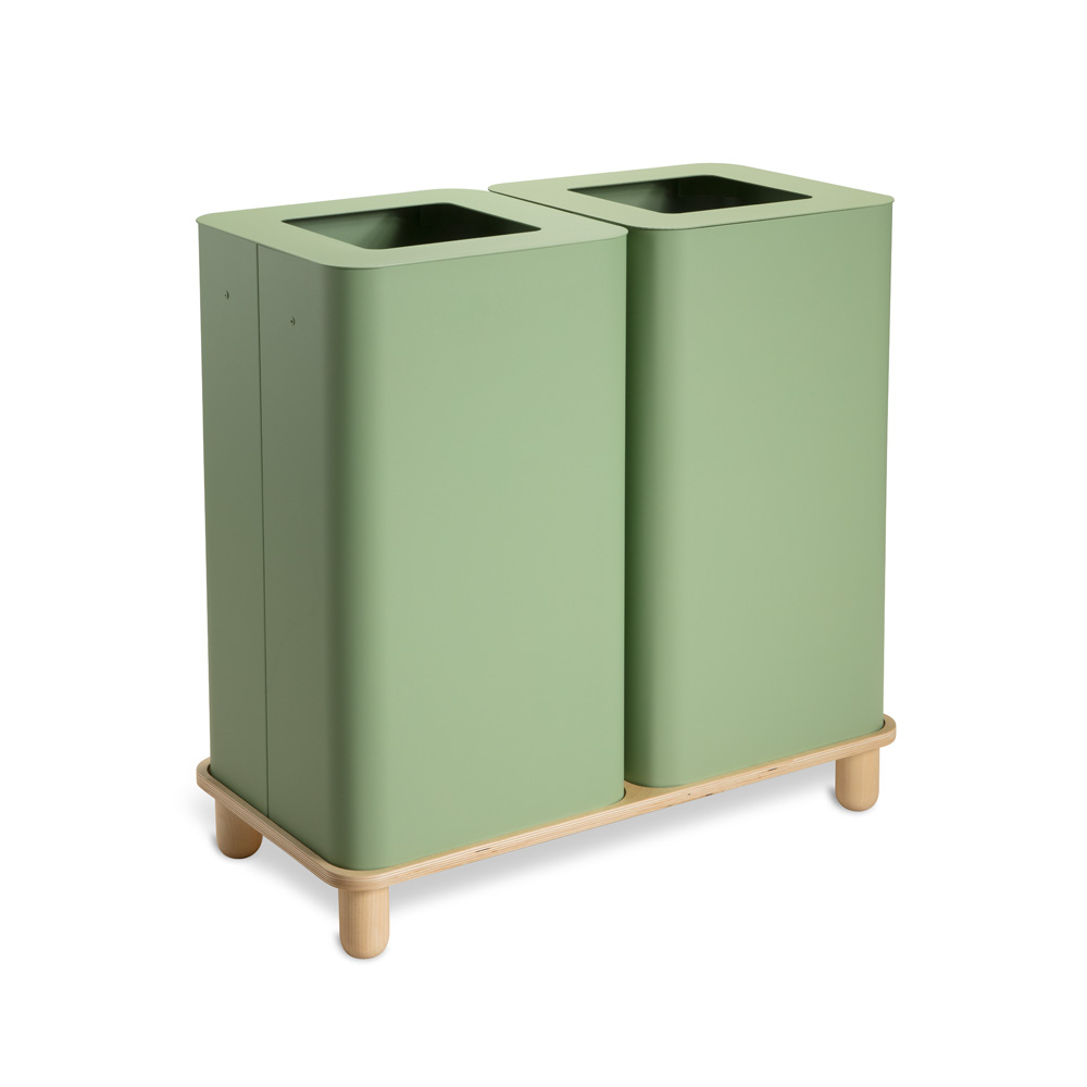 Mizetto_Arkad_Duo_100L_Pale_Green_kierrätysastia_roska-astia_roskakori_02 - Edella Mizetto Arkad Duo kierrätysastia