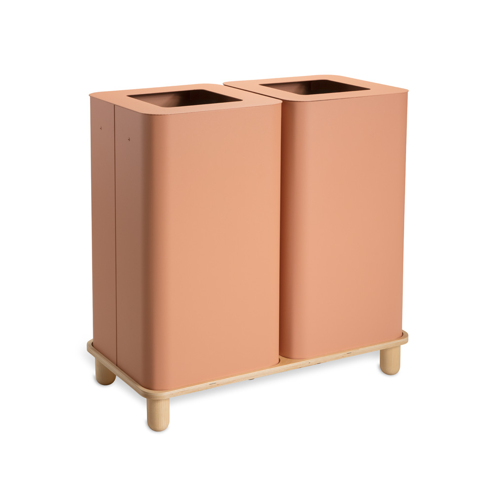Mizetto_Arkad_Duo_100L_Terracotta_kierrätysastia_roska-astia_roskakori_01 - Edella Mizetto Arkad Duo kierrätysastia