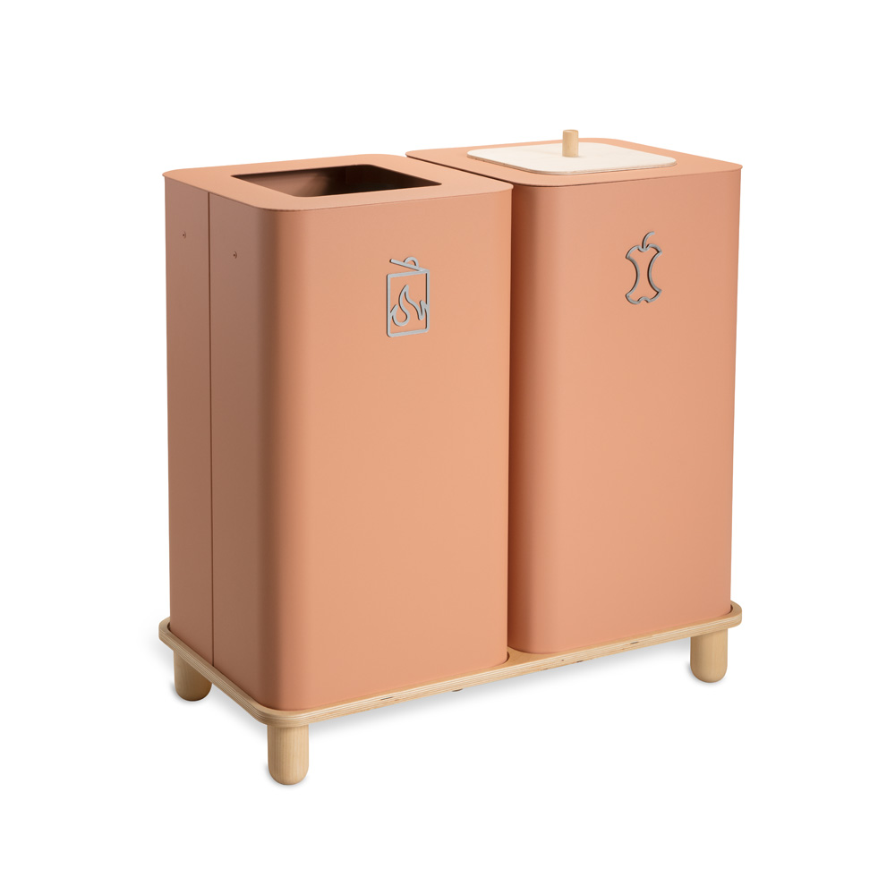 Mizetto_Arkad_Duo_100L_Terracotta_kierrätysastia_roska-astia_roskakori_03 - Edella Mizetto Arkad Duo kierrätysastia