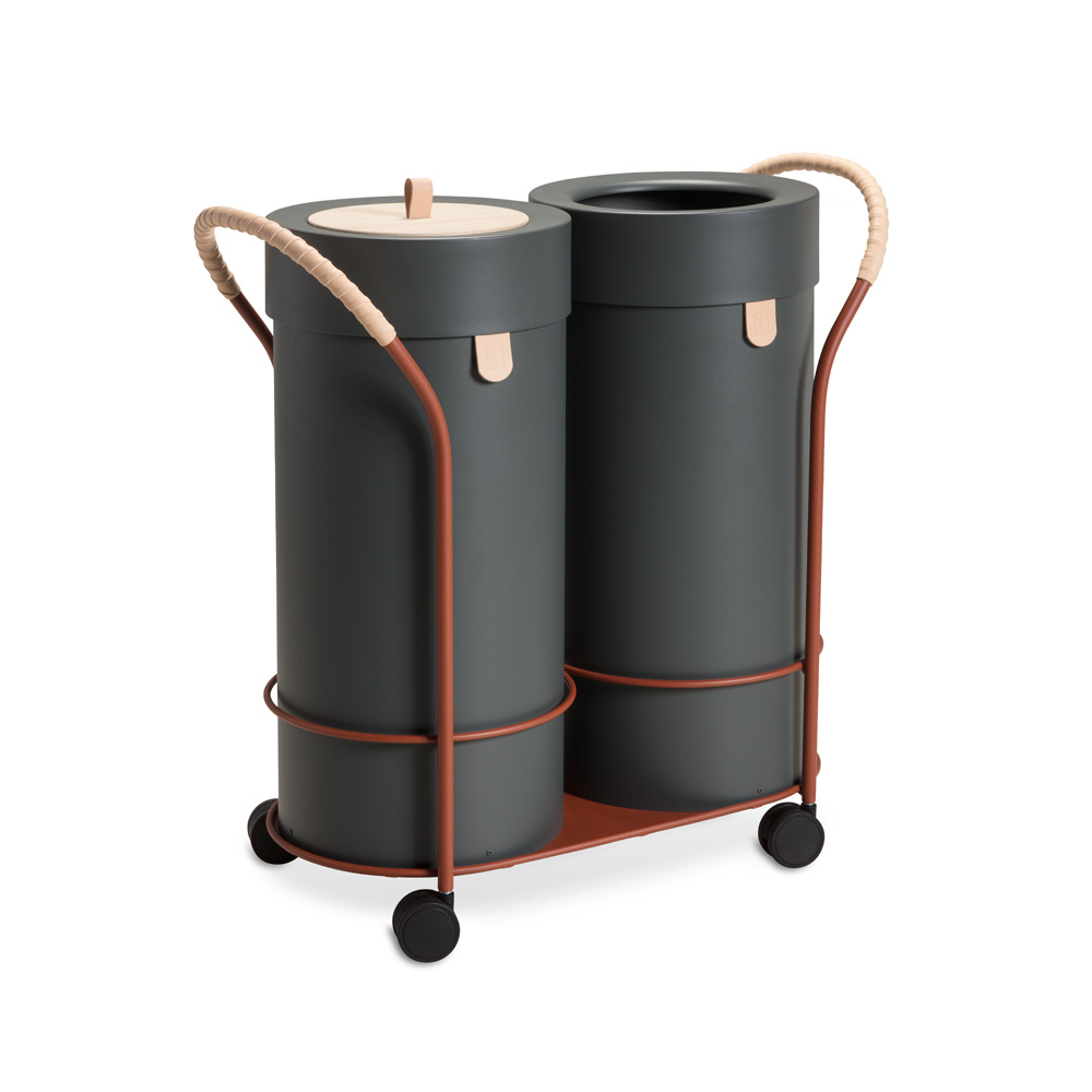 Mizetto_Bin_There_L+L_Antracit-Copper_kierrätysastia_roska-astia_roskakori_vaunu_01 - Edella Mizetto Bin There L Bin Trolley kierrätysvaunu