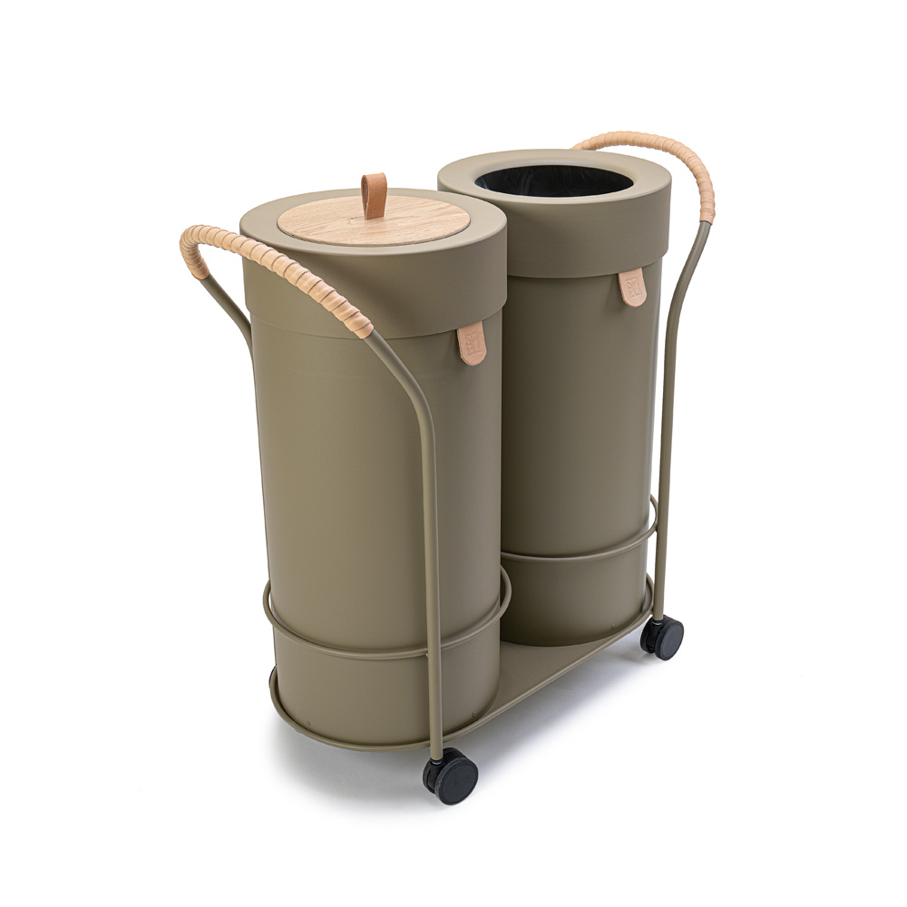 Mizetto_Bin_There_L+L_Olive_Green_kierrätysastia_roska-astia_roskakori_vaunu_02 - Edella Mizetto Bin There L Bin Trolley kierrätysvaunu