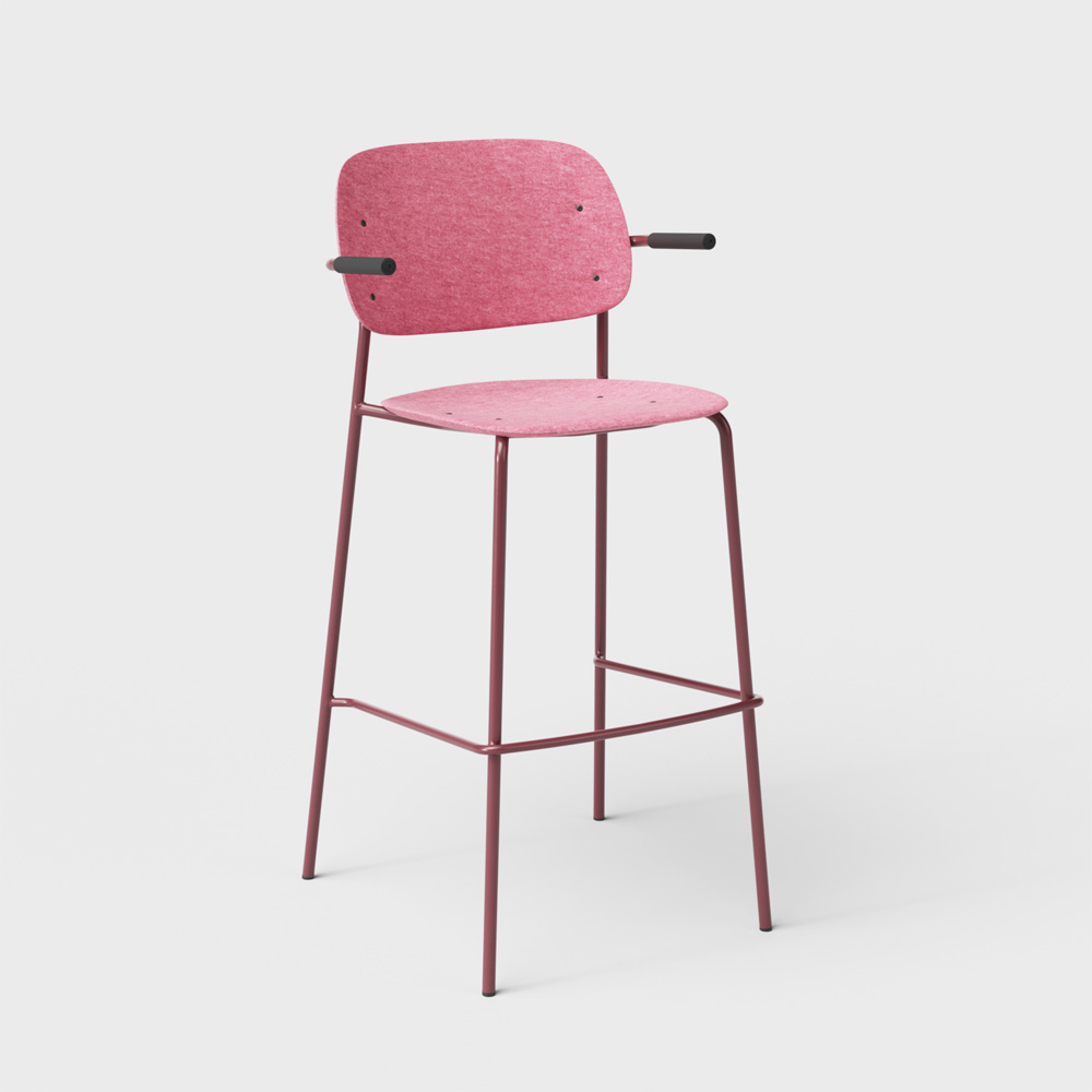 DeVorm_Hale_Bar_Stool_Armrests_Pink_korkea_baarituoli_01 - Edella De Vorm Hale PET Felt Bar Stool Armrests korkea baarituoli