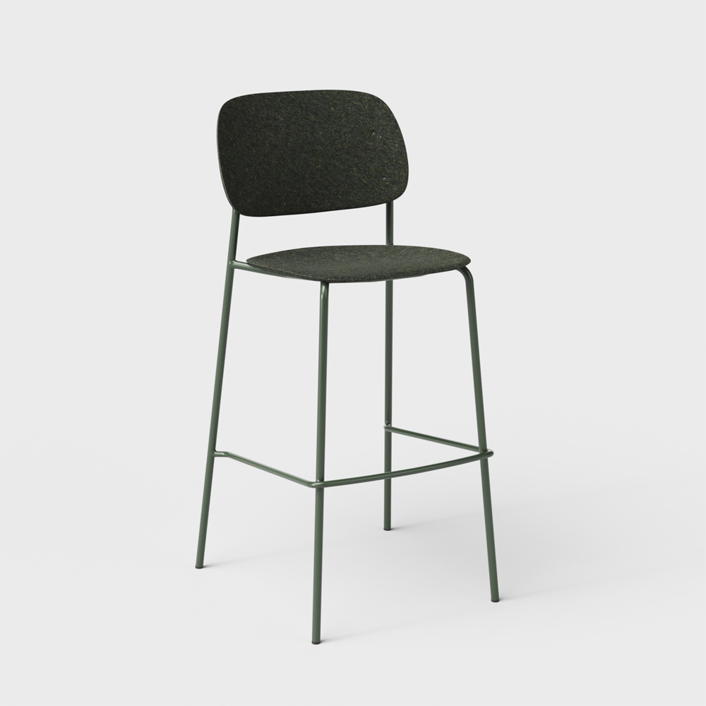 DeVorm_Hale_Bar_Stool_Dark_green_korkea_baarituoli_01 - Edella De Vorm Hale PET Felt Bar Stool korkea baarituoli