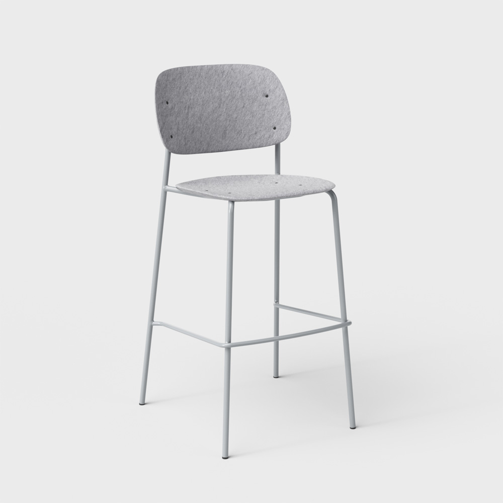 DeVorm_Hale_Bar_Stool_Light_grey_korkea_baarituoli_01 - Edella De Vorm Hale PET Felt Bar Stool korkea baarituoli