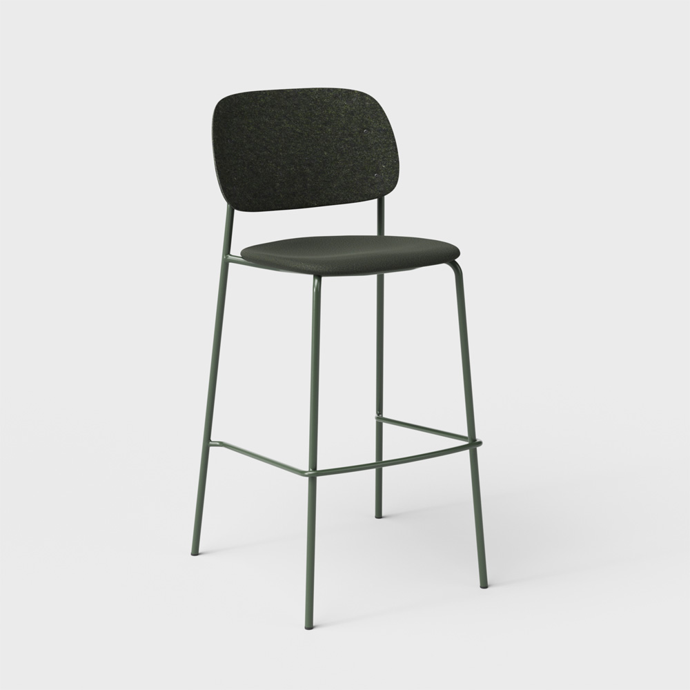 DeVorm_Hale_Bar_Stool_Upholstery_Dark_green_verhoiltu_korkea_baarituoli_01 - Edella De Vorm Hale PET Felt Bar Stool istuinverhoiltu korkea baarituoli