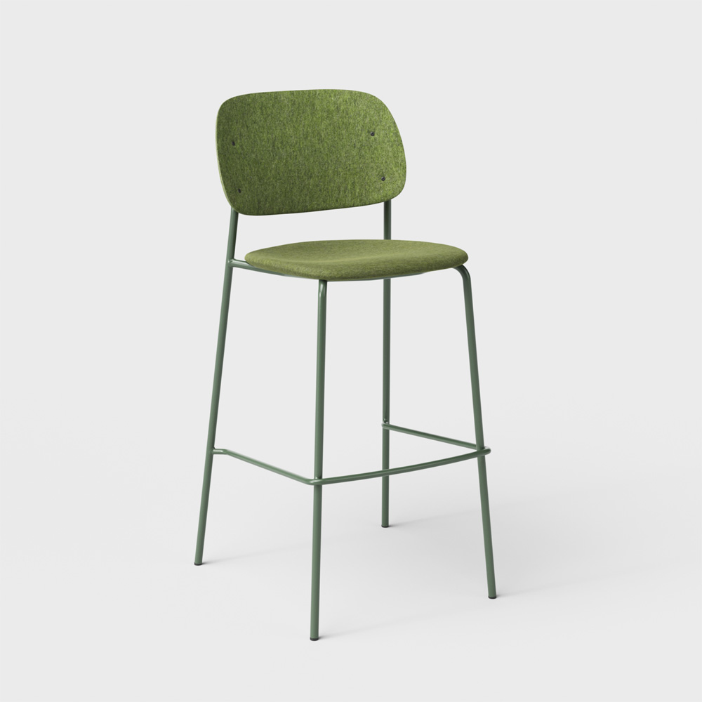 DeVorm_Hale_Bar_Stool_Upholstery_Green_verhoiltu_korkea_baarituoli_01 - Edella De Vorm Hale PET Felt Bar Stool istuinverhoiltu korkea baarituoli