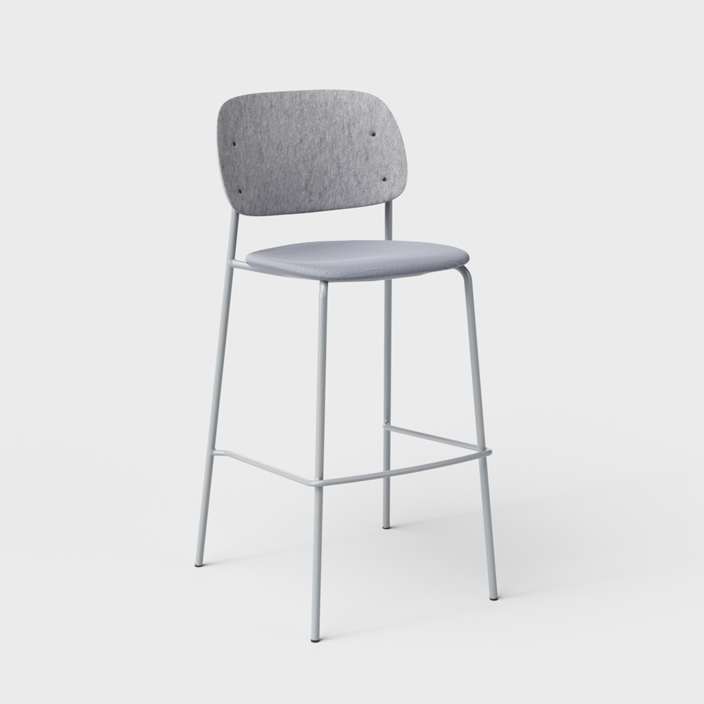 DeVorm_Hale_Bar_Stool_Upholstery_Light_grey_verhoiltu_korkea_baarituoli_01 - Edella De Vorm Hale PET Felt Bar Stool istuinverhoiltu korkea baarituoli