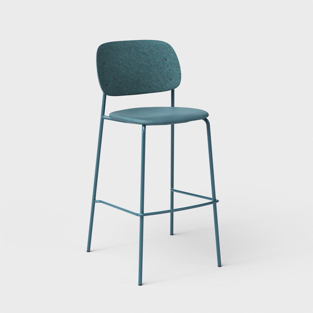 DeVorm_Hale_Bar_Stool_Upholstery_Turquoise_verhoiltu_korkea_baarituoli_01 - Edella De Vorm Hale PET Felt Bar Stool istuinverhoiltu korkea baarituoli