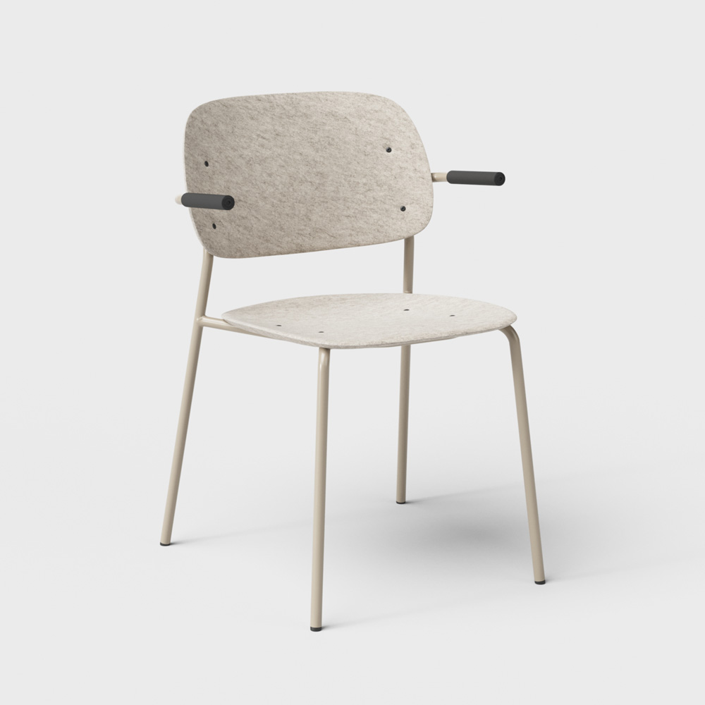 DeVorm_Hale_Chair_Armrests_Beige_ravintolatuoli_01 - Edella De Vorm Hale PET Felt Stack Chair Armrests tuoli
