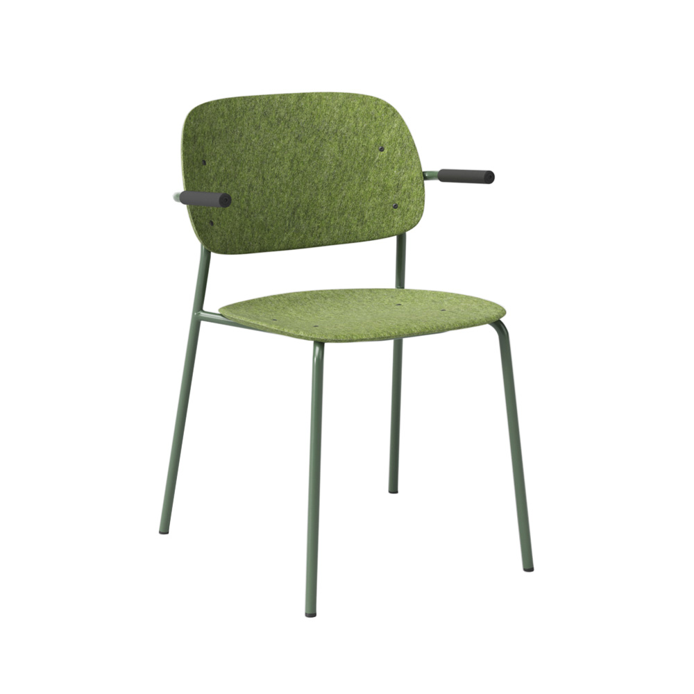 DeVorm_Hale_Chair_Armrests_Green_ravintolatuoli_02 - Edella De Vorm Hale PET Felt Stack Chair Armrests tuoli