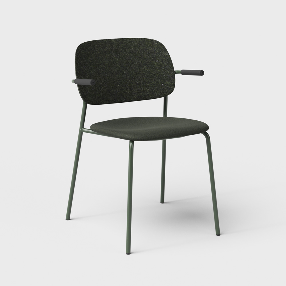 DeVorm_Hale_Chair_Armrests_Upholstery_Dark_green_verhoiltu_ravintolatuoli_01 - Edella De Vorm Hale PET Felt Stack Chair Armrests istuinverhoiltu tuoli