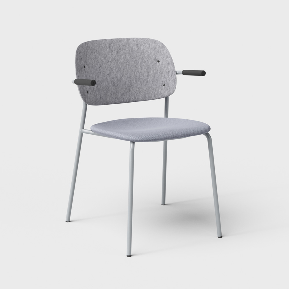 DeVorm_Hale_Chair_Armrests_Upholstery_Light_grey_verhoiltu_ravintolatuoli_01 - Edella De Vorm Hale PET Felt Stack Chair Armrests istuinverhoiltu tuoli