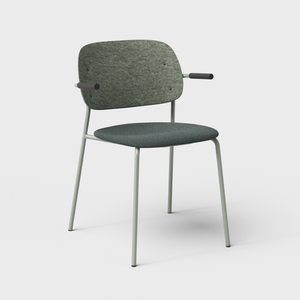 DeVorm_Hale_Chair_Armrests_Upholstery_Olive_verhoiltu_ravintolatuoli_01 - Edella De Vorm Hale PET Felt Stack Chair Armrests istuinverhoiltu tuoli