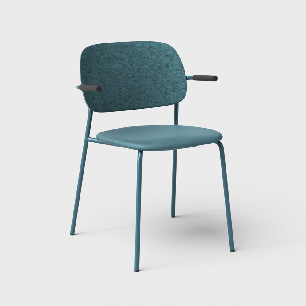 DeVorm_Hale_Chair_Armrests_Upholstery_Turquoise_verhoiltu_ravintolatuoli_01 - Edella De Vorm Hale PET Felt Stack Chair Armrests istuinverhoiltu tuoli