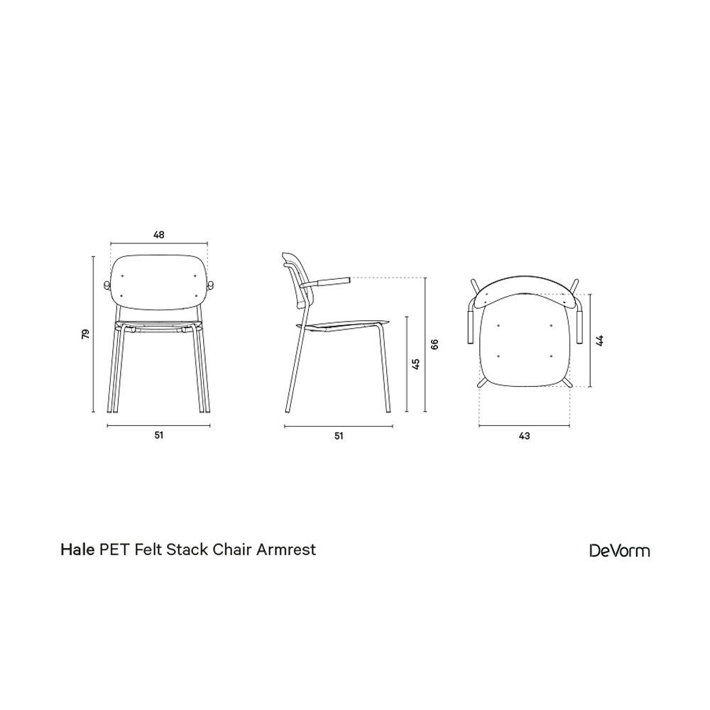 DeVorm_Hale_Chair_ravintolatuoli_12 - Edella De Vorm Hale PET Felt Stack Chair Armrests tuoli