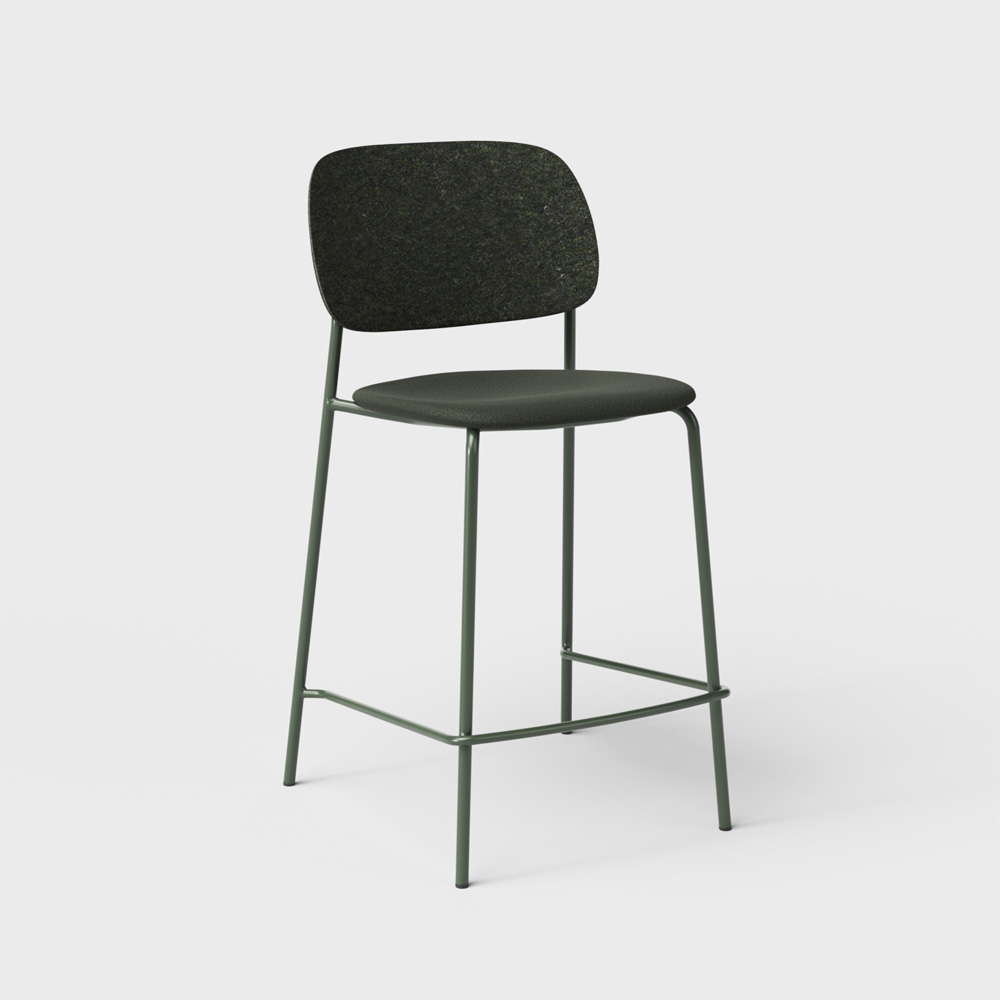 DeVorm_Hale_Counter_Stool_Upholstery_Dark_green_verhoiltu_matala_baarituoli_01 - Edella De Vorm Hale PET Felt Counter Stool istuinverhoiltu matala baarituoli