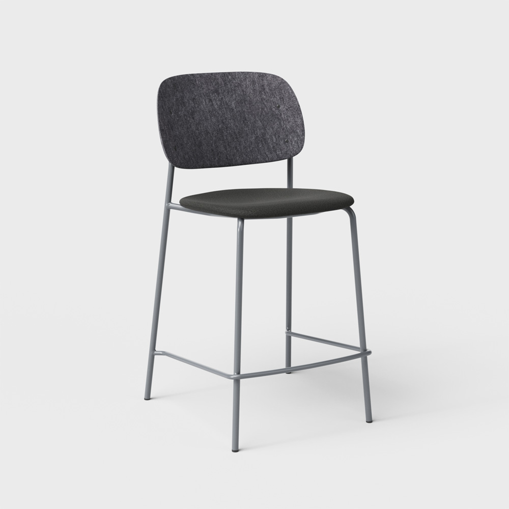 DeVorm_Hale_Counter_Stool_Upholstery_Dark_grey_verhoiltu_matala_baarituoli_01 - Edella De Vorm Hale PET Felt Counter Stool istuinverhoiltu matala baarituoli