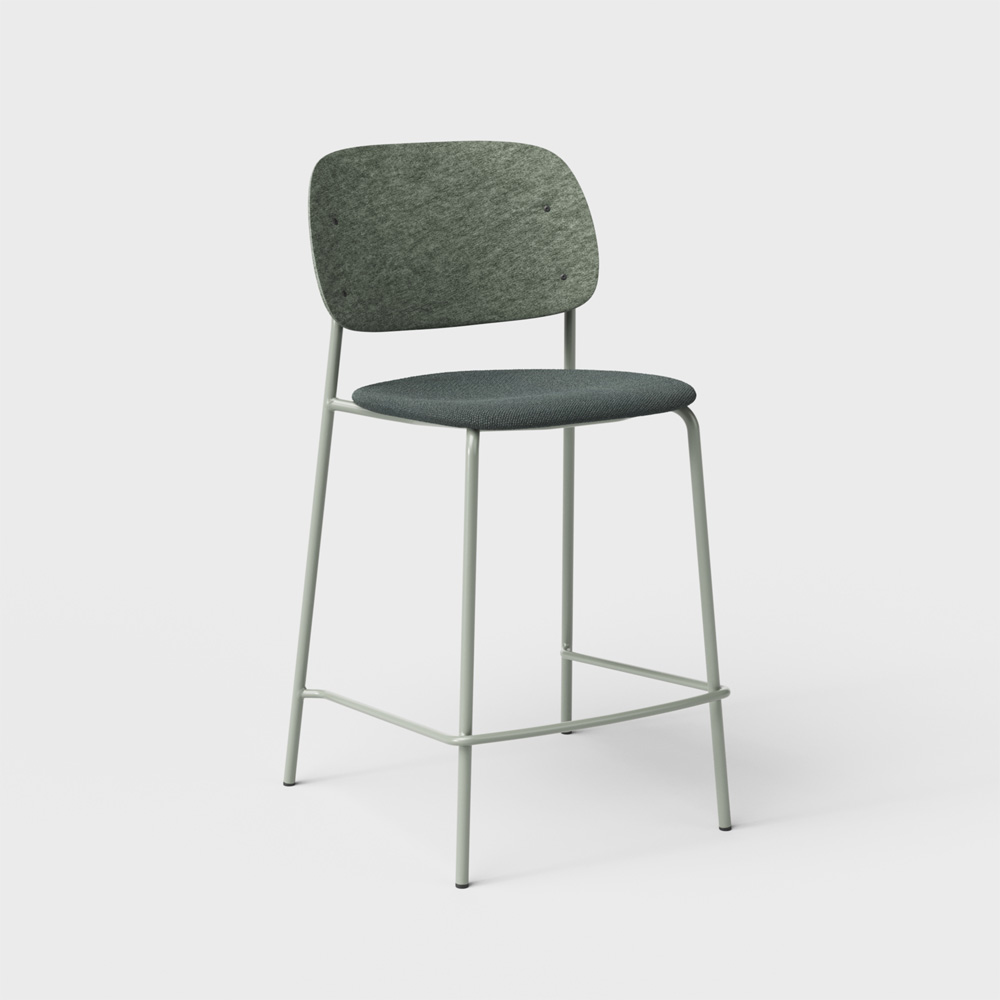 DeVorm_Hale_Counter_Stool_Upholstery_Olive_verhoiltu_matala_baarituoli_01 - Edella De Vorm Hale PET Felt Counter Stool istuinverhoiltu matala baarituoli