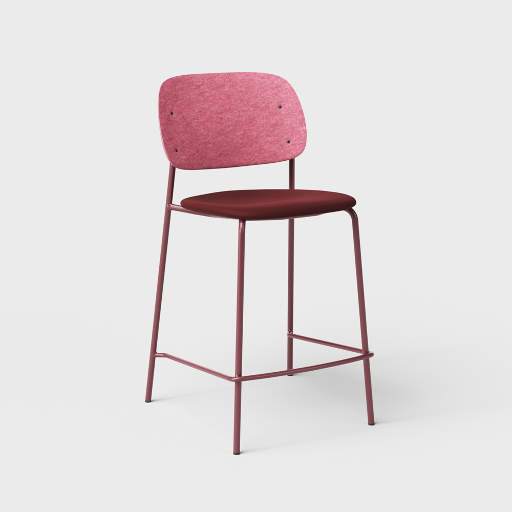 DeVorm_Hale_Counter_Stool_Upholstery_Pink_verhoiltu_matala_baarituoli_01 - Edella De Vorm Hale PET Felt Counter Stool istuinverhoiltu matala baarituoli