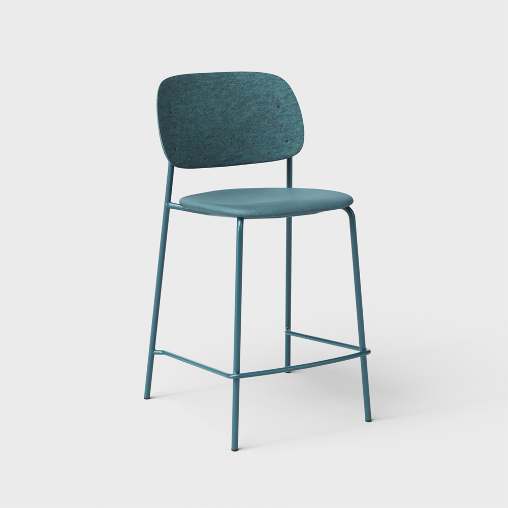 DeVorm_Hale_Counter_Stool_Upholstery_Turquoise_verhoiltu_matala_baarituoli_01 - Edella De Vorm Hale PET Felt Counter Stool istuinverhoiltu matala baarituoli