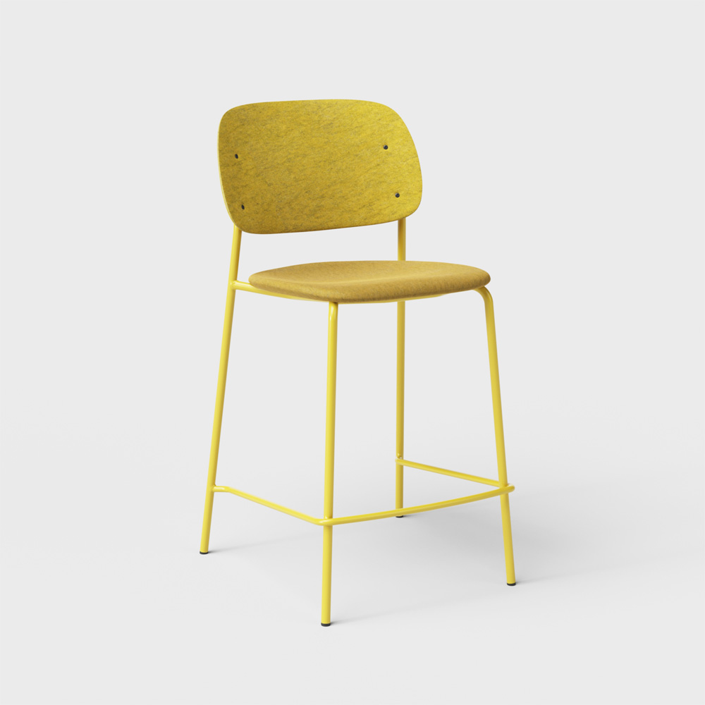 DeVorm_Hale_Counter_Stool_Upholstery_Yellow_verhoiltu_matala_baarituoli_01 - Edella De Vorm Hale PET Felt Counter Stool istuinverhoiltu matala baarituoli