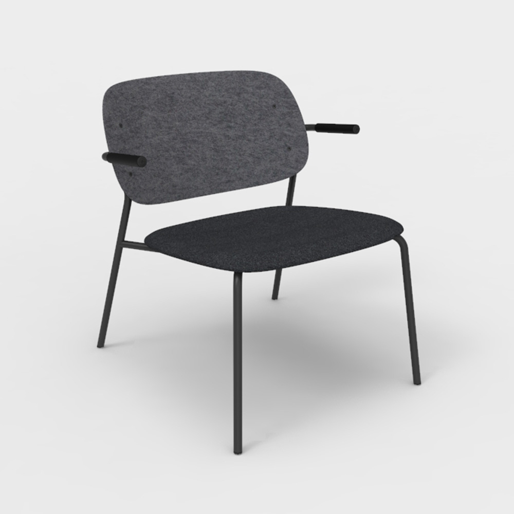 DeVorm_Hale_PET_Felt_Lounge_Chair_Armrests_Upholstery_Dark_grey_nojatuoli - Edella De Vorm Hale PET Felt Lounge Chair Armrests istuinverhoiltu nojatuoli