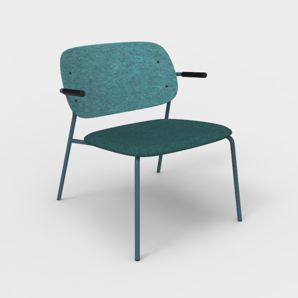 DeVorm_Hale_PET_Felt_Lounge_Chair_Armrests_Upholstery_Turquoise_nojatuoli - Edella De Vorm Hale PET Felt Lounge Chair Armrests istuinverhoiltu nojatuoli