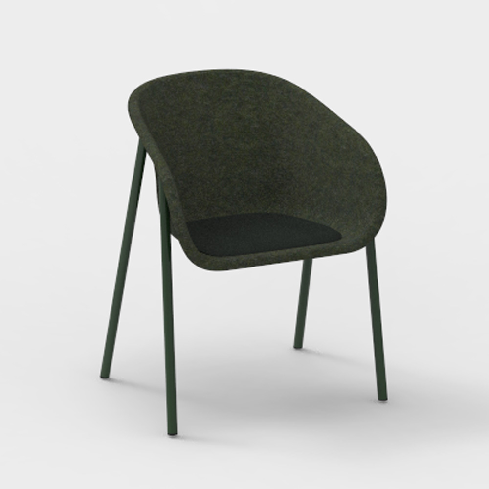 DeVorm_LJ_1_PET_Felt_Armchair_Upholstery_Dark_green_ravintolatuoli_kuppituoli - Edella De Vorm LJ 1 PET Felt Armchair istuinverhoiltu tuoli