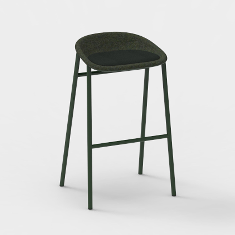 DeVorm_LJ_3_PET_Felt_Bar_Stool_Upholstery_Dark_green_verhoiltu_korkea_baarituoli_01 - Edella De Vorm LJ 3 PET Felt Bar Stool istuinverhoiltu korkea baarijakkara