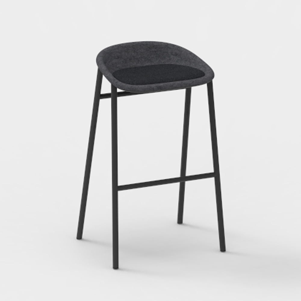 DeVorm_LJ_3_PET_Felt_Bar_Stool_Upholstery_Dark_grey_verhoiltu_korkea_baarituoli_01 - Edella De Vorm LJ 3 PET Felt Bar Stool istuinverhoiltu korkea baarijakkara