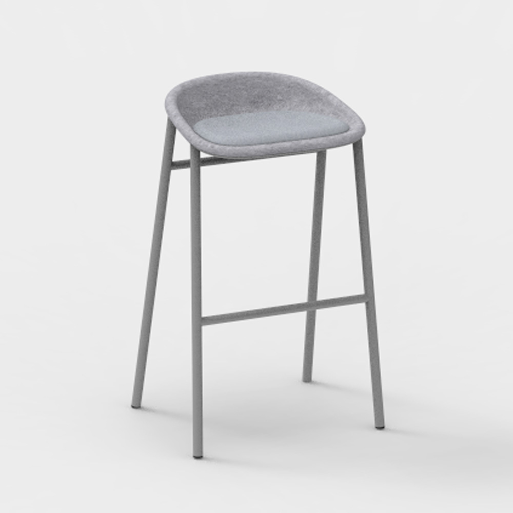 DeVorm_LJ_3_PET_Felt_Bar_Stool_Upholstery_Light_grey_verhoiltu_korkea_baarituoli_01 - Edella De Vorm LJ 3 PET Felt Bar Stool istuinverhoiltu korkea baarijakkara
