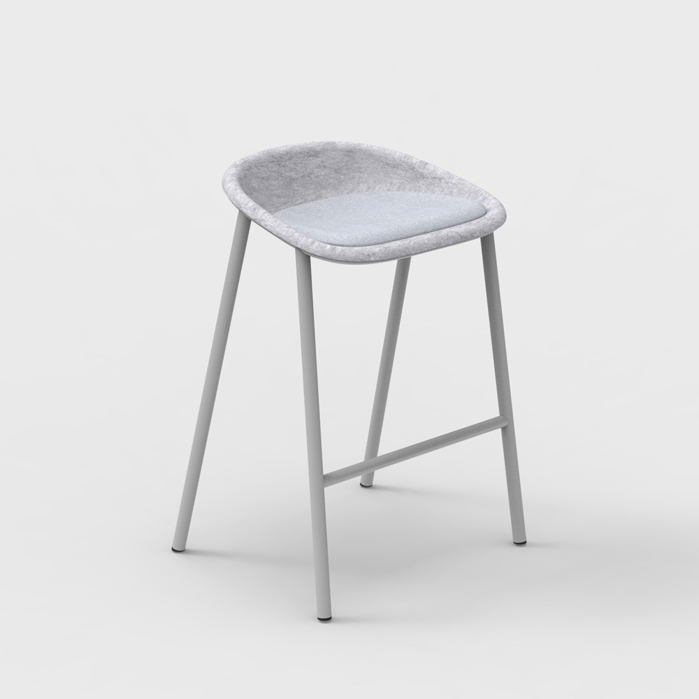 DeVorm_LJ_4_PET_Felt_Counter_Stool_Upholstery_Light_grey_matala_baarituoli_01 - Edella De Vorm LJ 4 PET Felt Counter Stool istuinverhoiltu matala baarijakkara