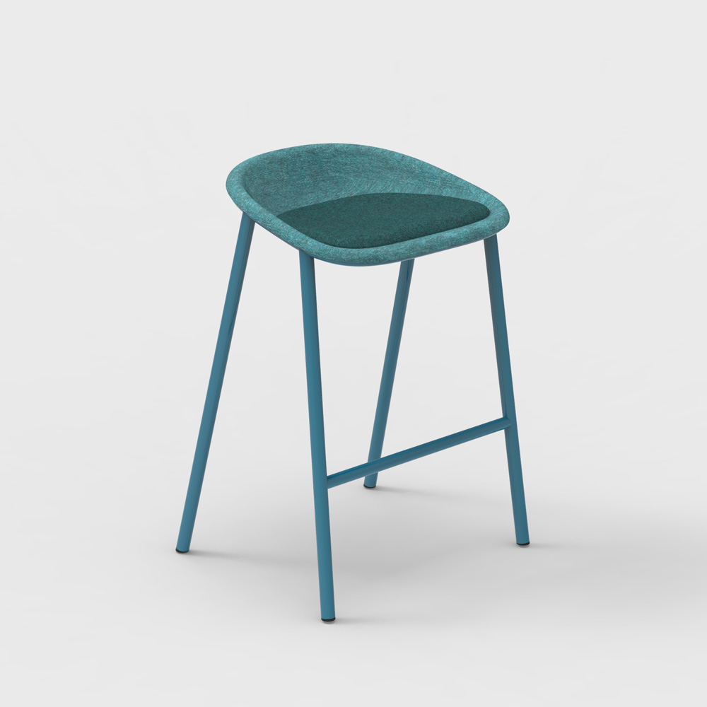 DeVorm_LJ_4_PET_Felt_Counter_Stool_Upholstery_Turquoise_matala_baarituoli_01 - Edella De Vorm LJ 4 PET Felt Counter Stool istuinverhoiltu matala baarijakkara
