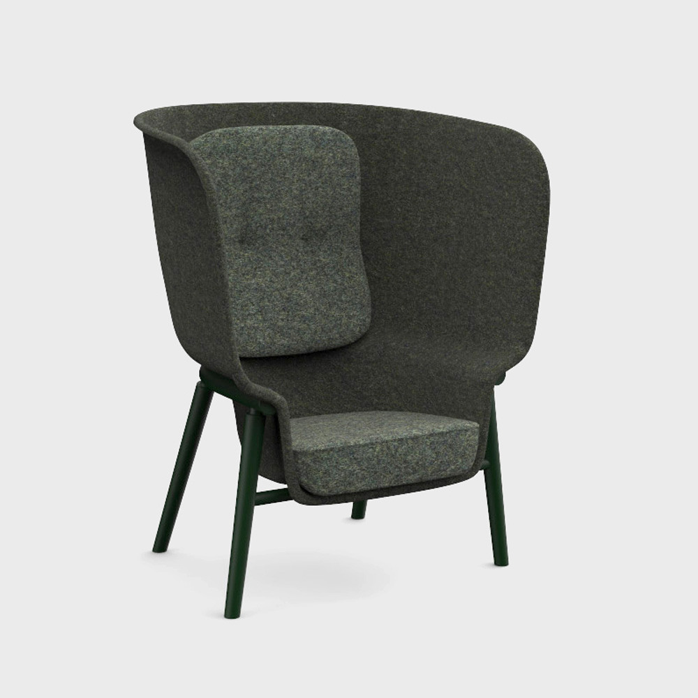 DeVorm_Pod_PET_Felt_Privacy_Chair_Dark_green_akustoiva_nojatuoli_01 - Edella De Vorm Pod PET Felt Privacy Chair nojatuoli