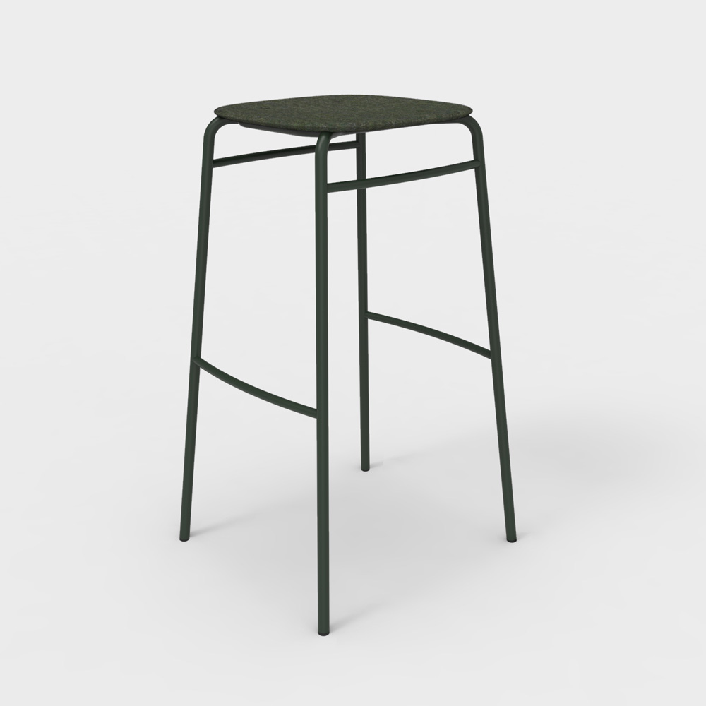 DeVorm_Twist_PET_Felt_Bar_Stool_Dark_green_korkea_baarituoli_01 - Edella De Vorm Twist PET Felt Bar Stool korkea baarijakkara