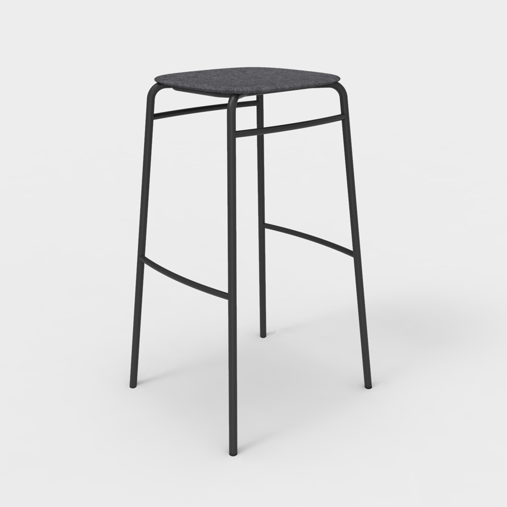DeVorm_Twist_PET_Felt_Bar_Stool_Dark_grey_korkea_baarituoli_01 - Edella De Vorm Twist PET Felt Bar Stool korkea baarijakkara