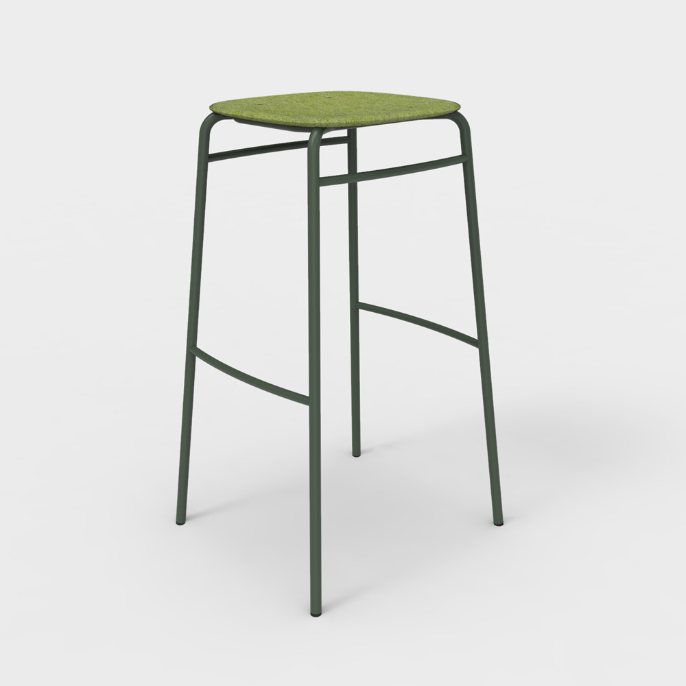 DeVorm_Twist_PET_Felt_Bar_Stool_Green_korkea_baarituoli_01 - Edella De Vorm Twist PET Felt Bar Stool korkea baarijakkara