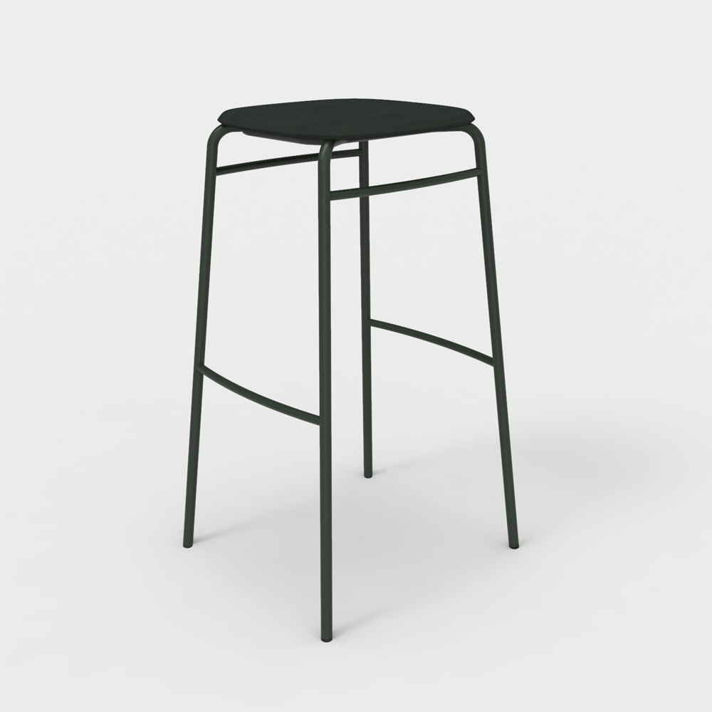 DeVorm_Twist_PET_Felt_Bar_Stool_Upholstery_Dark_green_korkea_baarituoli_01 - Edella De Vorm Twist PET Felt Bar Stool istuinverhoiltu korkea baarijakkara