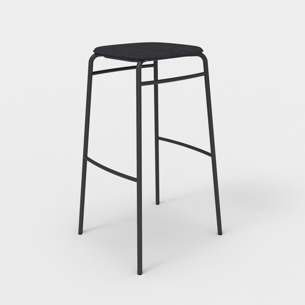 DeVorm_Twist_PET_Felt_Bar_Stool_Upholstery_Dark_grey_korkea_baarituoli_01 - Edella De Vorm Twist PET Felt Bar Stool istuinverhoiltu korkea baarijakkara