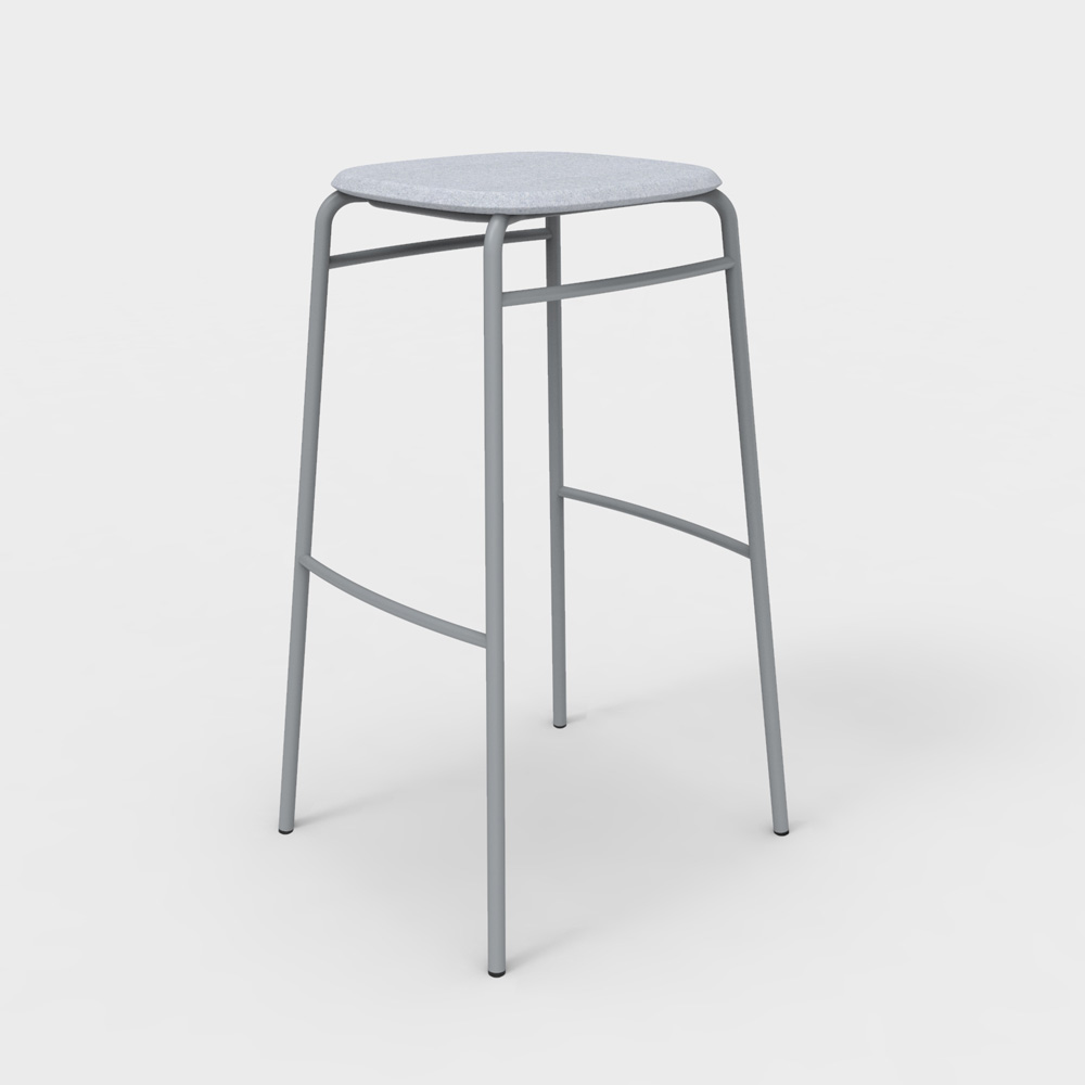 DeVorm_Twist_PET_Felt_Bar_Stool_Upholstery_Light_grey_korkea_baarituoli_01 - Edella De Vorm Twist PET Felt Bar Stool istuinverhoiltu korkea baarijakkara