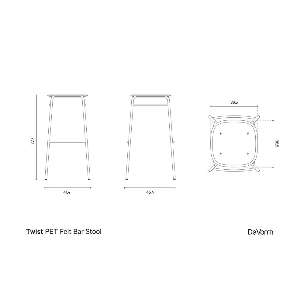 DeVorm_Twist_PET_Felt_Bar_Stool_korkea_baarituoli_01 - Edella De Vorm Twist PET Felt Bar Stool korkea baarijakkara