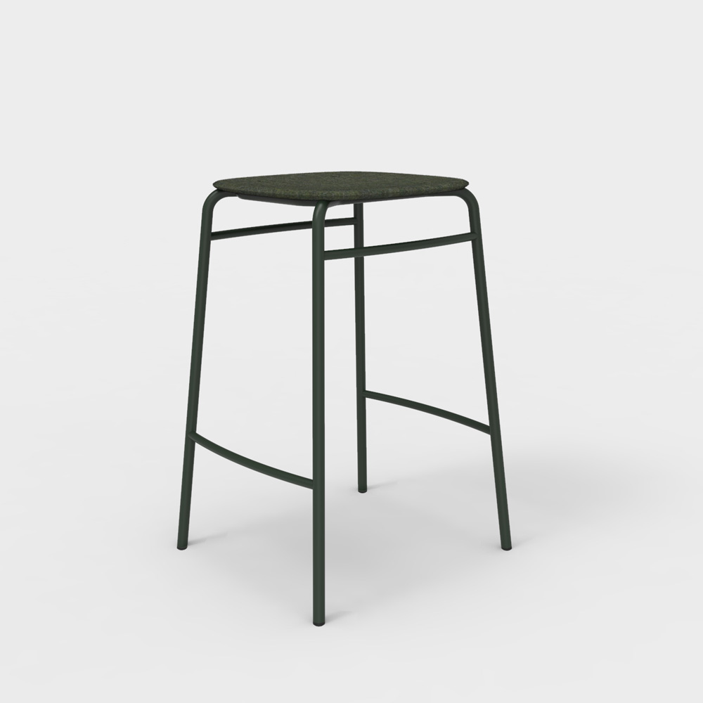 DeVorm_Twist_PET_Felt_Counter_Stool_Dark_green_matala_baarituoli_01 - Edella De Vorm Twist PET Felt Counter Stool matala baarijakkara