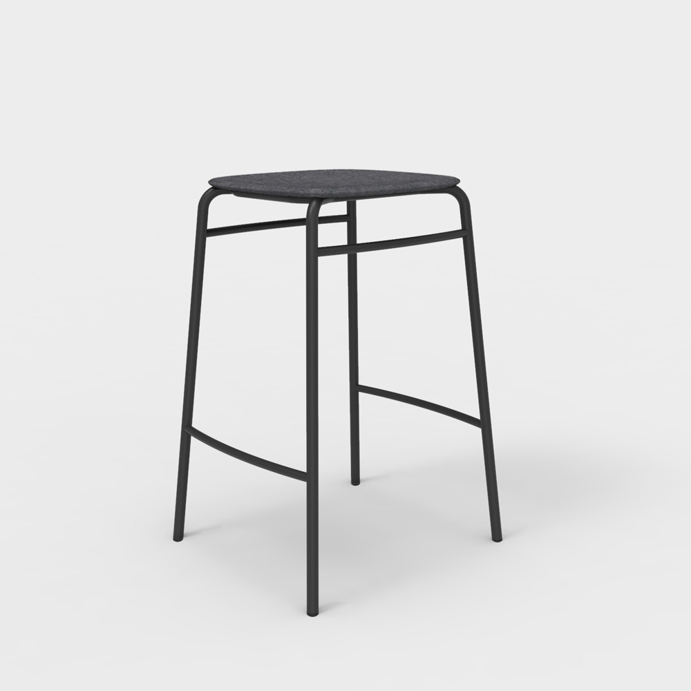 DeVorm_Twist_PET_Felt_Counter_Stool_Dark_grey_matala_baarituoli_01 - Edella De Vorm Twist PET Felt Counter Stool matala baarijakkara
