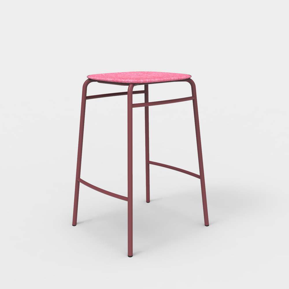 DeVorm_Twist_PET_Felt_Counter_Stool_Pink_matala_baarituoli_01 - Edella De Vorm Twist PET Felt Counter Stool matala baarijakkara